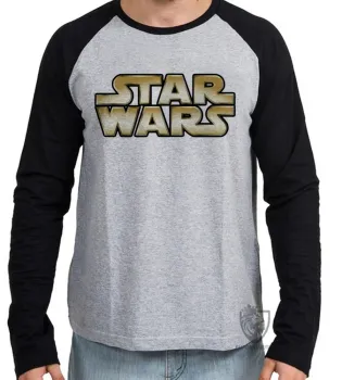 Camiseta manga longa Infantil ou Adulto star wars guerra nas estrelas - Foto 2