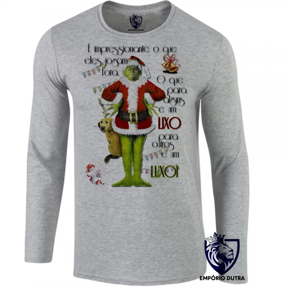 Camiseta manga longa Infantil ou Adulto The Grinch Lixo Luxo natal presentes Imagem