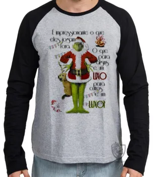 Camiseta manga longa Infantil ou Adulto The Grinch Lixo Luxo natal presentes - Foto 2