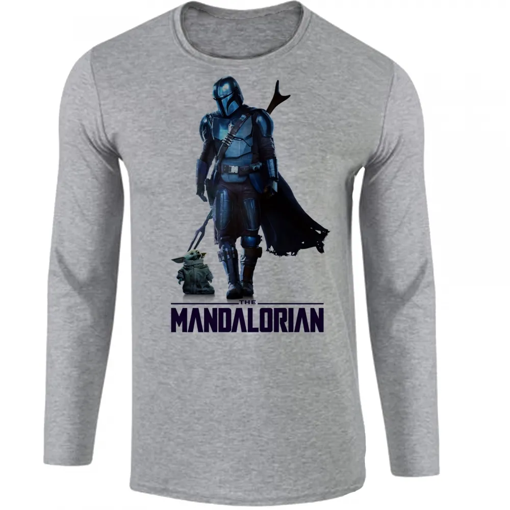 Camiseta manga longa Infantil ou Adulto The Mandalorian andando bebê Yoda