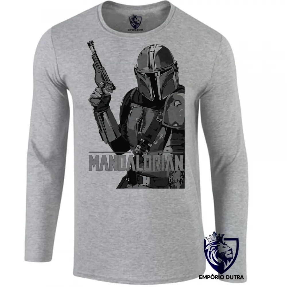 Camiseta manga longa Infantil ou Adulto The Mandalorian arma