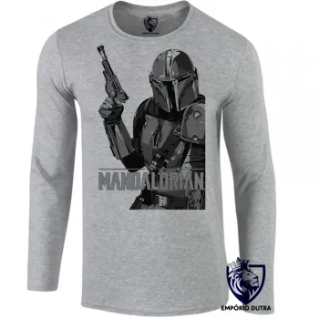 Camiseta manga longa Infantil ou Adulto The Mandalorian arma