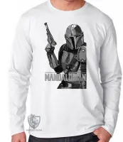 Camiseta manga longa Infantil ou Adulto The Mandalorian arma - Foto 3