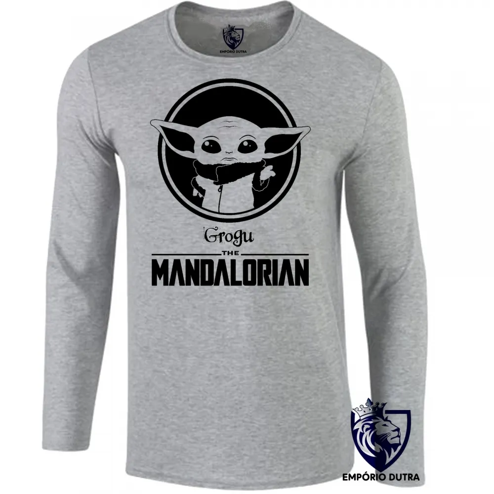 Camiseta manga longa Infantil ou Adulto The Mandalorian baby Grogu Imagem