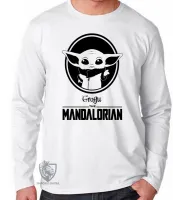 Camiseta manga longa Infantil ou Adulto The Mandalorian baby Grogu - Foto 3