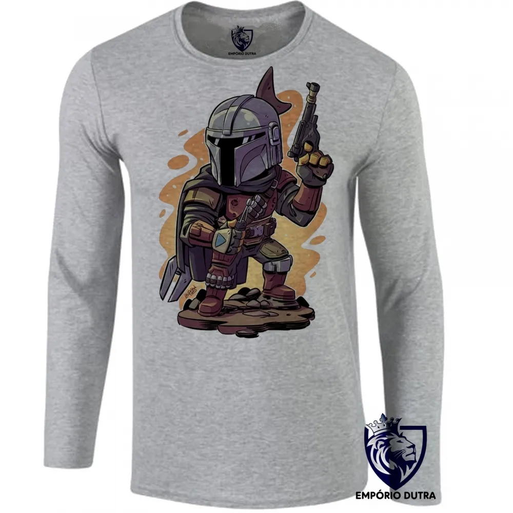 Camiseta manga longa Infantil ou Adulto The Mandalorian desenho