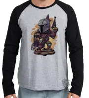 Camiseta manga longa Infantil ou Adulto The Mandalorian desenho - Foto 2