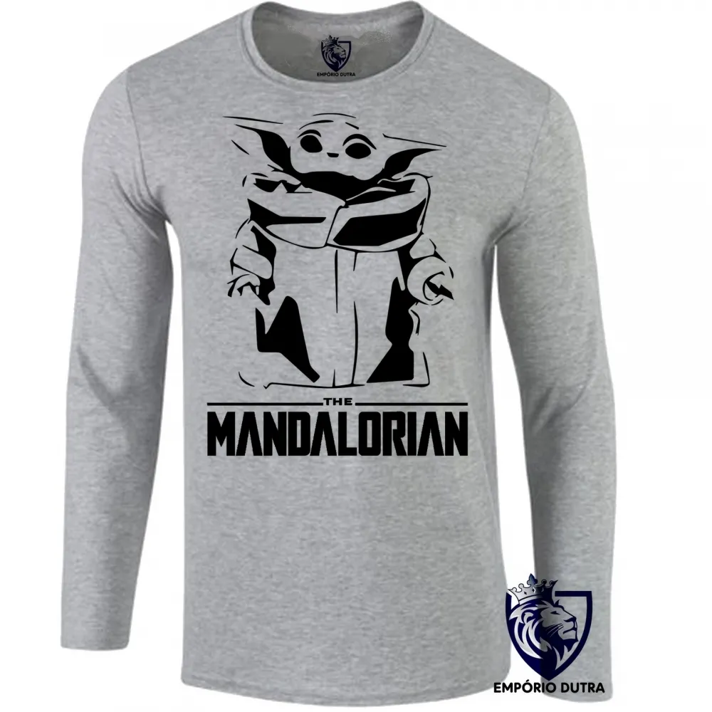 Camiseta manga longa Infantil ou Adulto The Mandalorian Grogu bebê Imagem