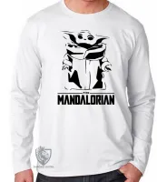 Camiseta manga longa Infantil ou Adulto The Mandalorian Grogu bebê - Foto 3