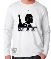 Camiseta manga longa Infantil ou Adulto The Mandalorian perfil - Foto 2