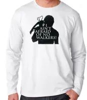 Camiseta manga longa Infantil ou Adulto The Walking Dead Afraid no walkers - Foto 3
