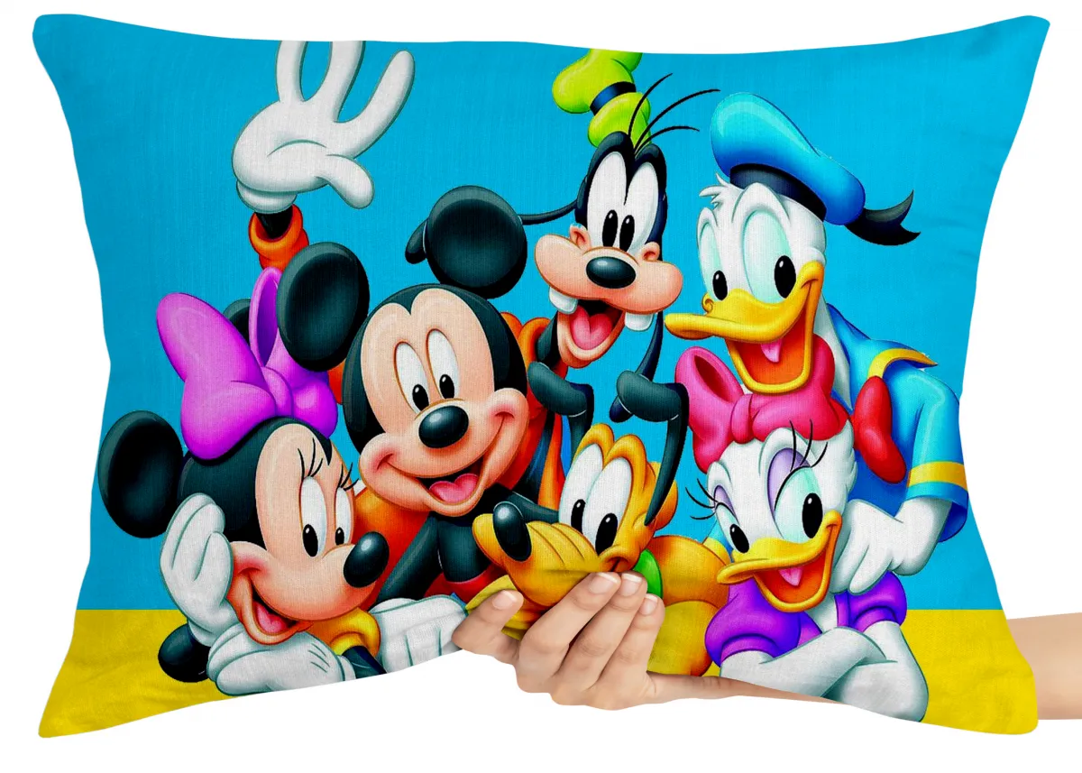 Capa de Almofada ou Travesseiro Mickey e turma