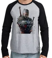 Camiseta manga longa Infantil ou Adulto The Witcher wild hunt jogo game serie seriado - Foto 2