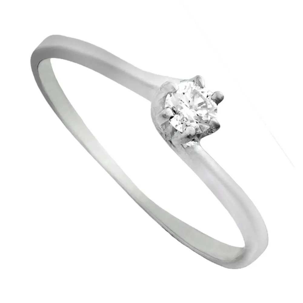 Anel em Ouro Branco 18k Diamante Solitário de 12 pontos an00624 KT Imagem