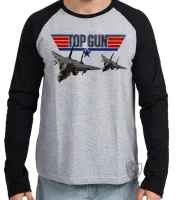 Camiseta manga longa Infantil ou Adulto Top Gun avião de caça - Foto 2