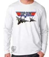 Camiseta manga longa Infantil ou Adulto Top Gun avião de caça - Foto 3