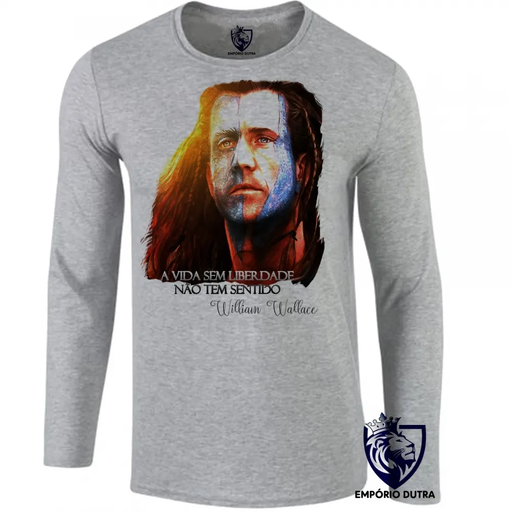 Camiseta manga longa Infantil ou Adulto William Wallace coração valente mel gibson
