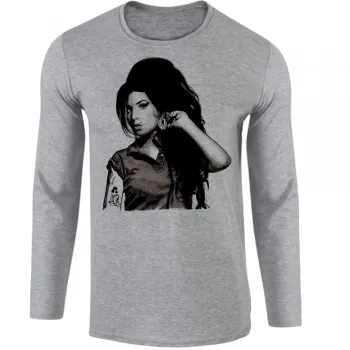 Camiseta manga longa Infantil ou Adulto Amy Winehouse Desenho rock