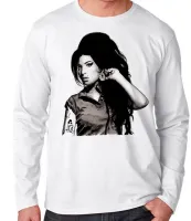 Camiseta manga longa Infantil ou Adulto Amy Winehouse Desenho rock - Foto 2