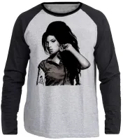 Camiseta manga longa Infantil ou Adulto Amy Winehouse Desenho rock - Foto 3