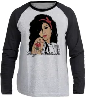 Camiseta manga longa Infantil ou Adulto Amy Winehouse retrô cantora rock - Foto 3