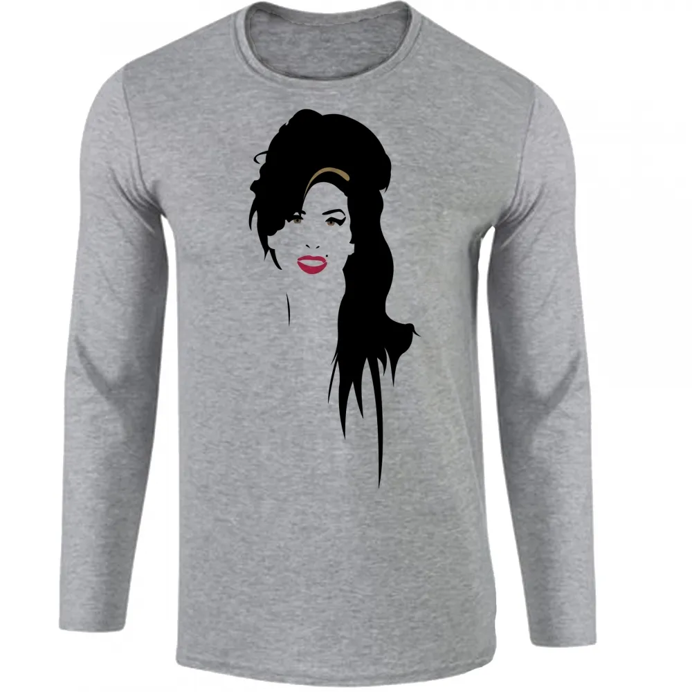 Camiseta manga longa Infantil ou Adulto Amy Winehouse Sorriso rock Imagem