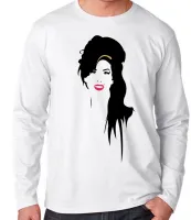 Camiseta manga longa Infantil ou Adulto Amy Winehouse Sorriso rock - Foto 3