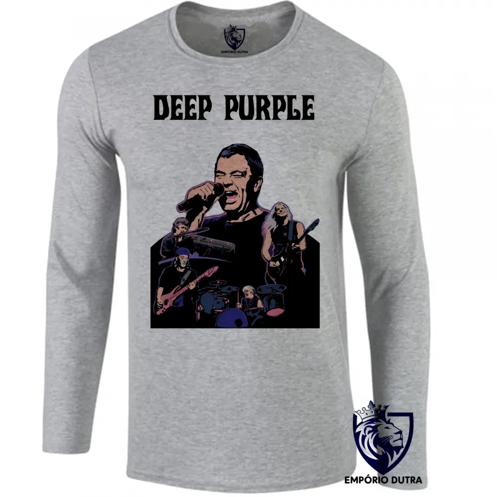 Camiseta manga longa Infantil ou Adulto deep purple banda rock roll cantor Imagem