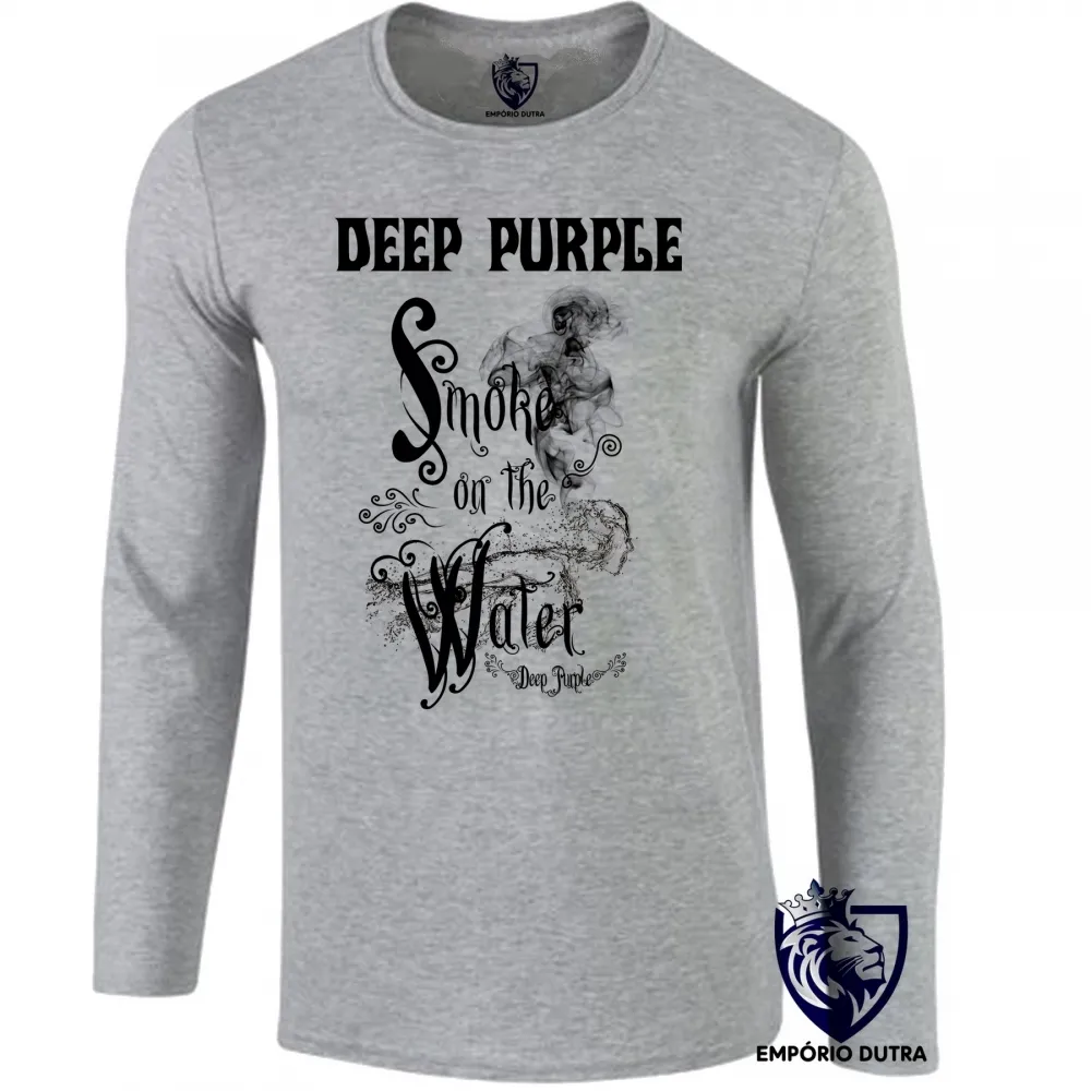 Camiseta manga longa Infantil ou Adulto deep purple smoke in the water rock