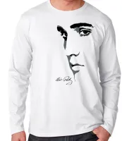 Camiseta manga longa Infantil ou Adulto Elvis Presley Rosto rock musica - Foto 2