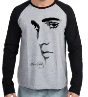 Camiseta manga longa Infantil ou Adulto Elvis Presley Rosto rock musica - Foto 3