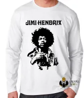 Camiseta manga longa Infantil ou Adulto Jimi Hendrix rei guitarra woodstock anos 60 - Foto 3