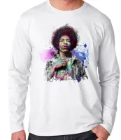 Camiseta manga longa Infantil ou Adulto Jimmy Hendrix colorido rock guitarra - Foto 3