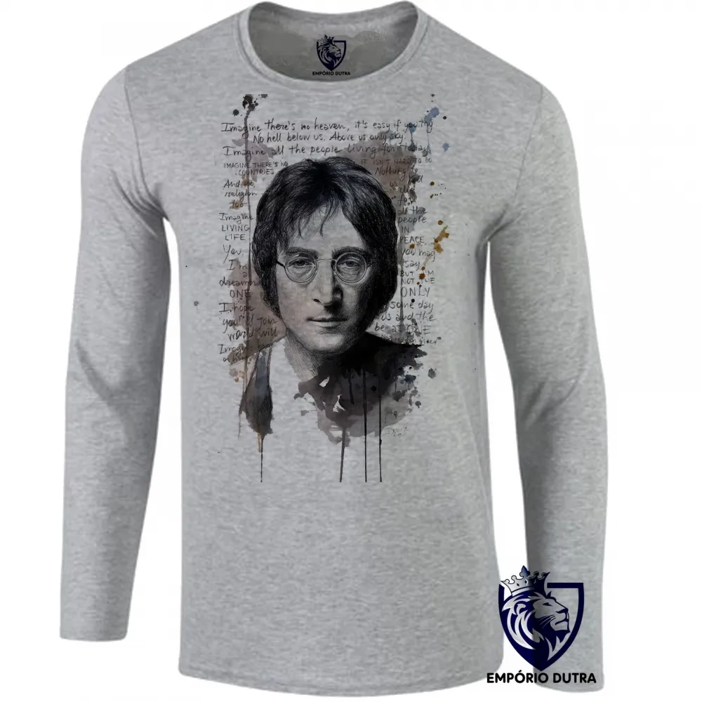 Camiseta manga longa Infantil ou Adulto John Lennon Imagine Beatles Imagem
