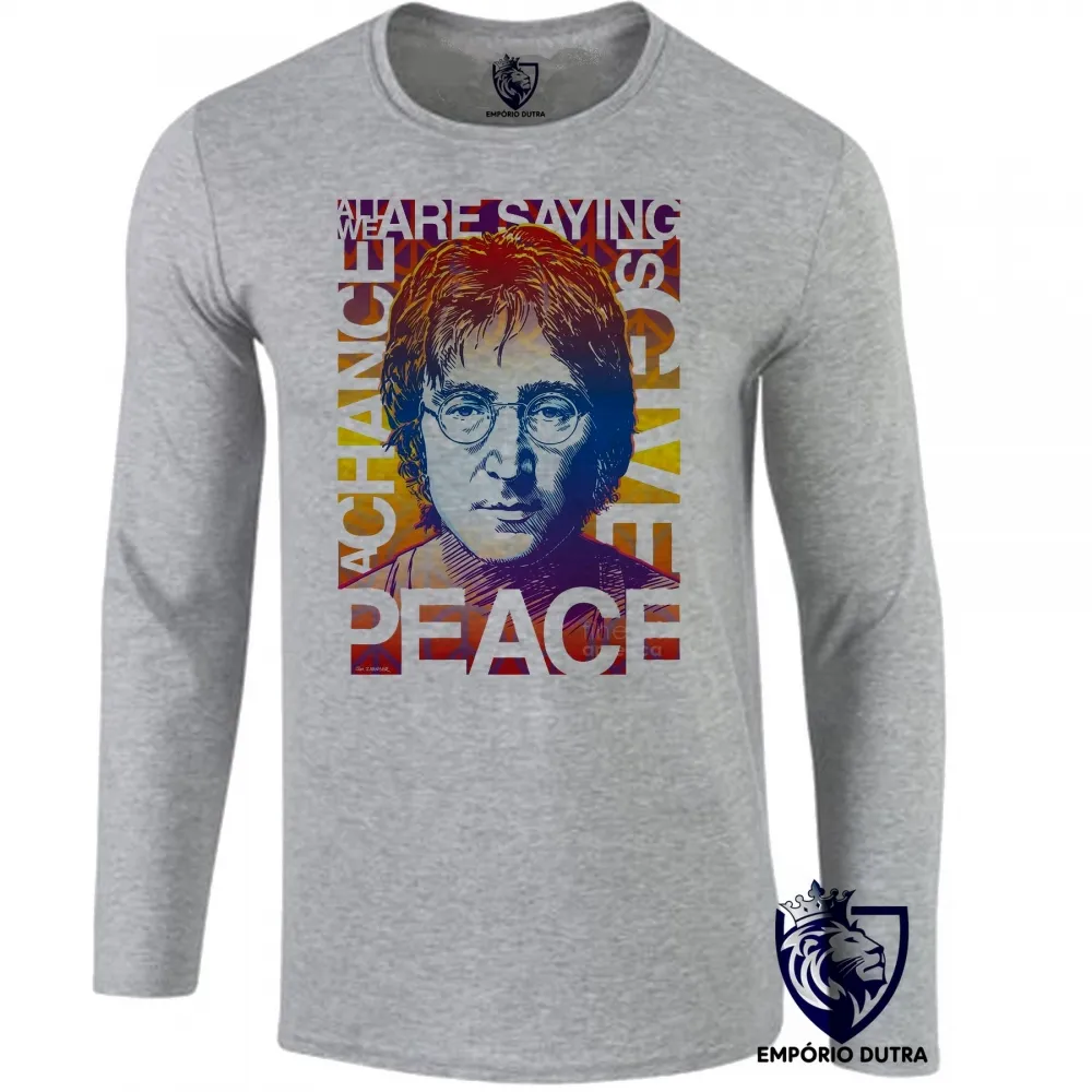 Camiseta manga longa Infantil ou Adulto John Lennon peace Beatles Imagem