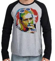Camiseta manga longa Infantil ou Adulto Kurt Cobain nirvana colorido - Foto 2
