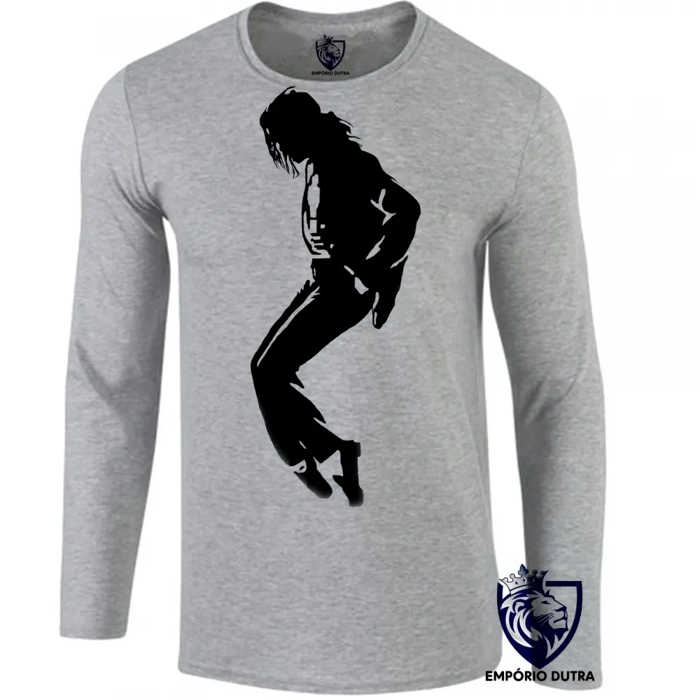 Camiseta manga longa Infantil ou Adulto michael jackson musica dança