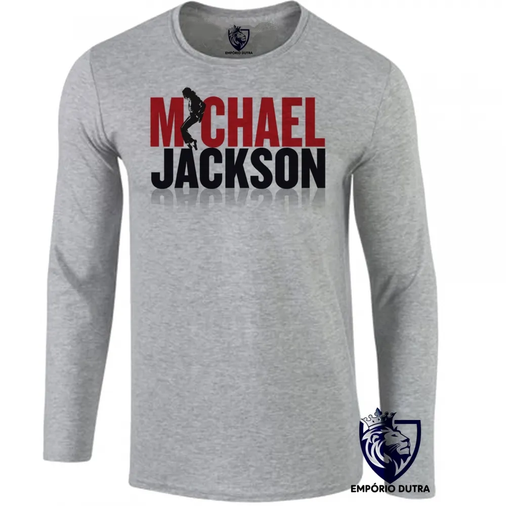 Camiseta manga longa Infantil ou Adulto michael jackson musica rei pop Imagem