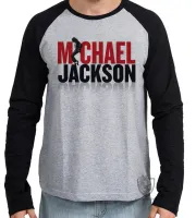 Camiseta manga longa Infantil ou Adulto michael jackson musica rei pop - Foto 2