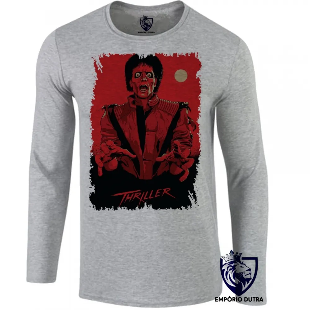 Camiseta manga longa Infantil ou Adulto Michael Jackson Thriller Imagem