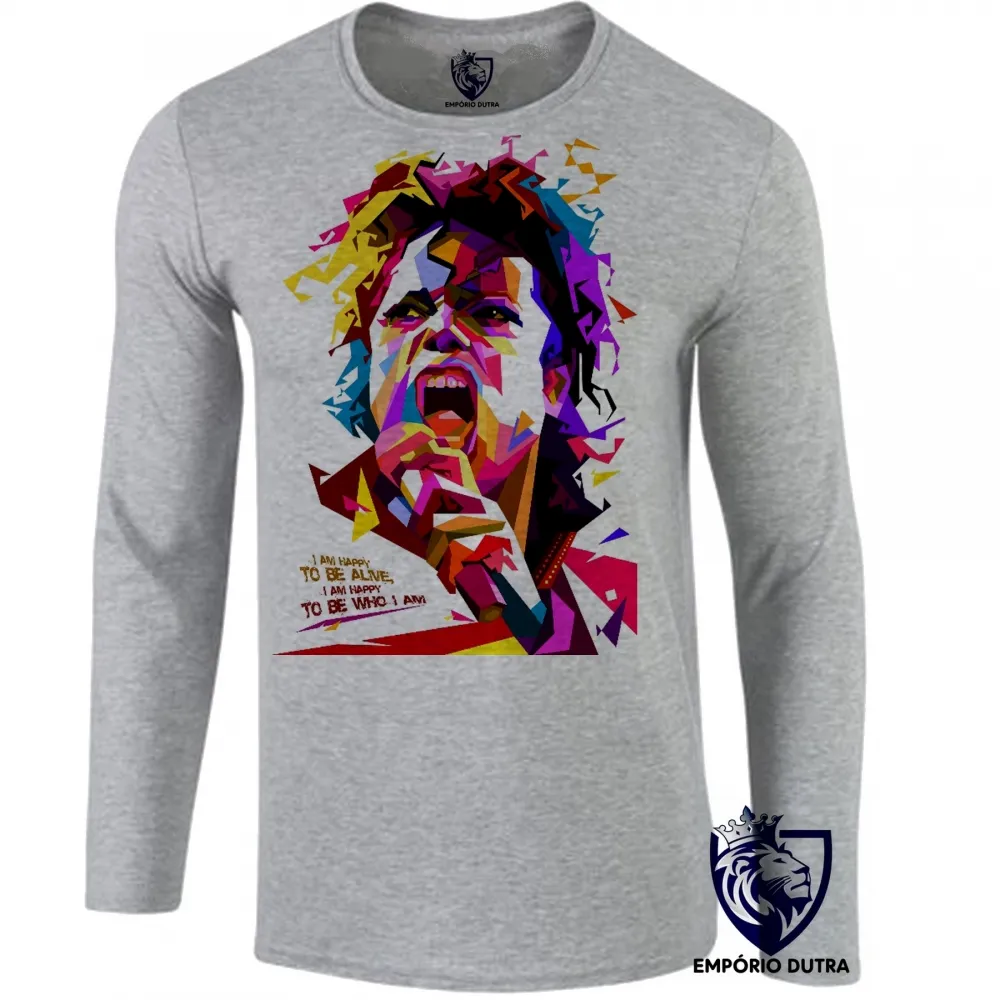 Camiseta manga longa Infantil ou Adulto michel jackson musica colorido