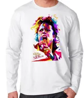 Camiseta manga longa Infantil ou Adulto michel jackson musica colorido - Foto 2