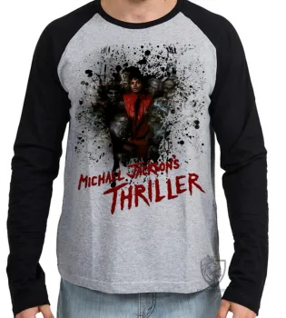 Camiseta manga longa Infantil ou Adulto michel jackson musica thriller - Foto 2