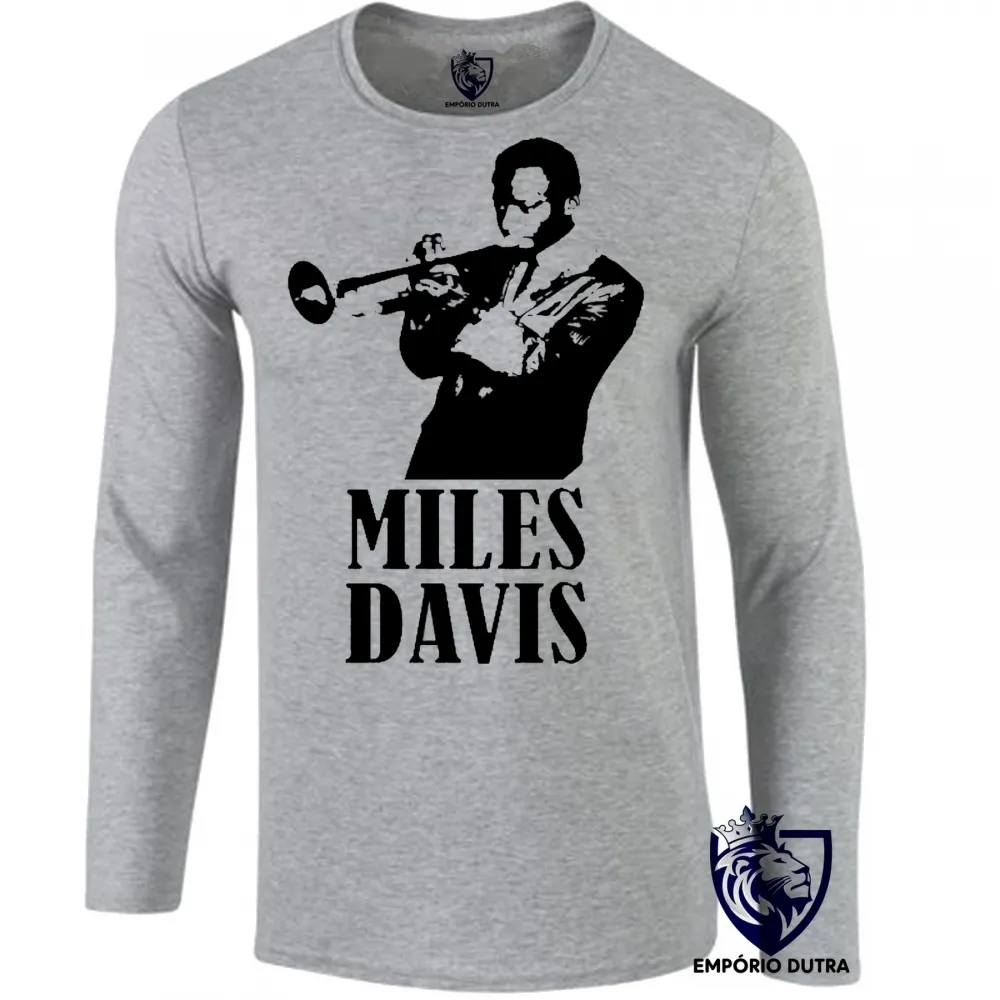 Camiseta manga longa Infantil ou Adulto Mile Davis trompete trompetista