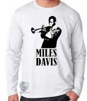 Camiseta manga longa Infantil ou Adulto Mile Davis trompete trompetista - Foto 3