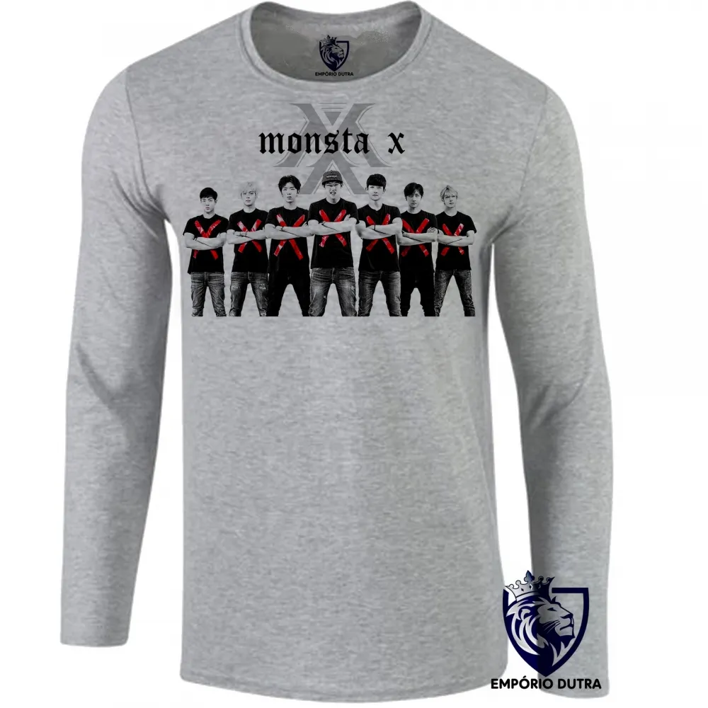 Camiseta manga longa Infantil ou Adulto montsa x k pop bts musica banda koreana