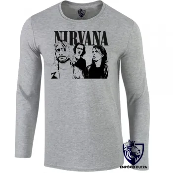 Camiseta manga longa Infantil ou Adulto Nirvana banda kurt cobain rock musica