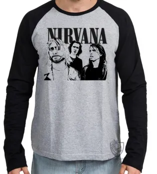 Camiseta manga longa Infantil ou Adulto Nirvana banda kurt cobain rock musica - Foto 2