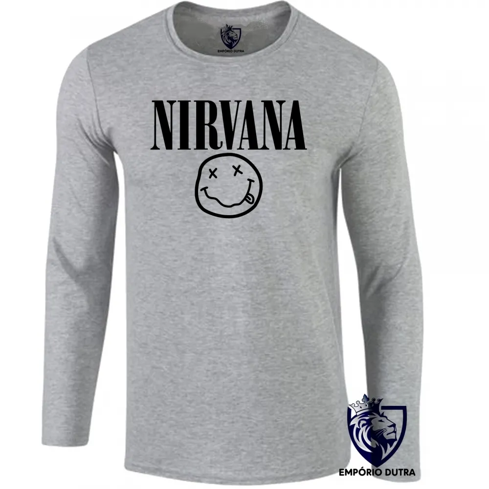 Camiseta manga longa Infantil ou Adulto nirvana carinha
