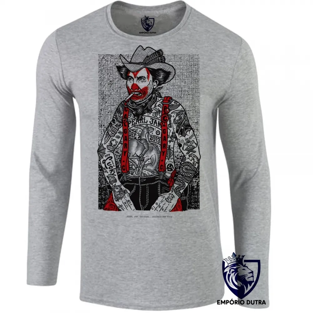 Camiseta manga longa Infantil ou Adulto Pearl Jam cowboy palhaço banda rock